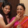 Tanisha and Tanuja at North Bombay Sarbojanin Durga Puja 2012 in Juhu, Mumbai.