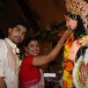 Gurmeet Choudhary with wife Debina at North Bombay Sarbojanin Durga Puja in Mumbai.