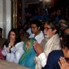 Bollywood actor Amitabh Bachchan with his family at Siddhivinayak temple on the occasion of Maghi Ganesh Festival in Mumbai on Feb. 13 night. (Photo: Sandeep Mahankal/IANS)