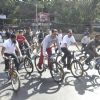 Salman Khan at the cycling event at the Carter Road - Car Free Day in Mumbai on Feb. 24, 2013. (Photo: Sandeep Mahankal/IANS)