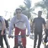 Salman Khan at the cycling event at the Carter Road - Car Free Day in Mumbai on Feb. 24, 2013. (Photo: Sandeep Mahankal/IANS)