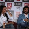 Sonakshi Sinha & Ranveer Singh gesture during the promotion of film Lootera