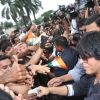 Shahrukh Khan greets his fans with all smiles
