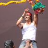 Arjun Rampal waves to the crowd at the Dahi Handi celebrations