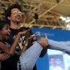 Hrihik Roshan lifts a fan at the launch of Krrish 3 game