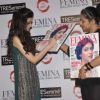 Diana Penty signs the Cover at the launch of Femina Salon & Spa magazine