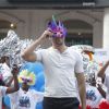 Imran Khan wears a Rio 2 mask