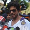 Shahrukh Khan addresses the media at a polling station in Mumbai