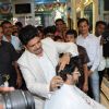 Aditya Thackeray getting a hair cut