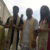 Varun Dhawan and Alia Bhatt outside the temple of Goddess Kaali in Kolkata