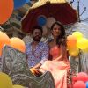 Jay Bhanushali and Surveen Chawla enjoying chariot ride in Jaipur