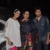 Dheeraj Deshmukh poses with Mother and Genelia Dsouza at the Screening of Lai Bhari