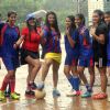 Rakhi Sawant poses with fellow mates at the football match