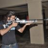 Akhil Kapur was seen posing with a fake gun at the Promotions of Desi Kattey