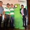 Sachin Tendulkar and Eugene Kaspersky pose with the Mascot