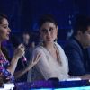 Kareena Kapoor looks over as Madhuri Dixit comments about a perfromance on   on Jhalak Dikhla Jaa