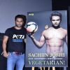 Sachin Joshi poses with the Peta Ad Poster on the Occasion of his Birthday