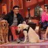 Akshay Kumar poses with two dogs at the Promotion of Entertainment on Comedy Nights with Kapil