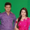 Poonam Dhillon with Film Maker Raajeev Walia at the making of Star Studded National Anthem