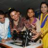 Rakhi Sawant tries a hand at sewing at the event