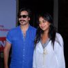 Vivek Oberoi poses with wife Priyanka Alva Oberoi at the Mega Blood Donation Drive