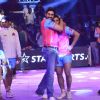 Abhishek Bachchan hugs his team member at the Grand Finale of Pro Kabbadi League