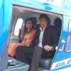 Yudhishtir and Rani sitting on a helicopter