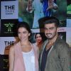 Arjun Kapoor and Deepika Padukone pose for the media at the Press Meet of Finding Fanny in Hyderabad