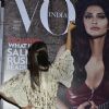 Sonam Kapoor signs an issue of Vogue India, at the Vogue Night Out