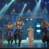 Cast of Happy New Year performing at the Music Launch