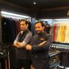 Saif Ali Khan poses with Raghavendra Rathore at his New Men's Jewellery Store