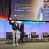 Shah Rukh Khan waves to the fans at the Google Headquarters