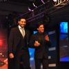 Shah Rukh Khan and Abhishek Bachchan walk the ramp at the Palam Silks, Happy New Year Event
