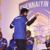 Abhishek Bachchan poses with his jersey at the ISL Chennai FC team launch