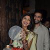 Shilpa Shetty and Raj Kundra pose for the media at Karva Chauth Celebrations
