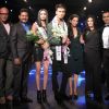 Winners of MAX Elite Model Look 2014 pose with the judges Marc Robinson and Narendra Kumar