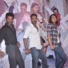 Prabhu Deva, Sonakshi Sinha and Ajay Devgn pose for the media at the Song Launch of Action Jackson
