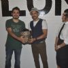 Farhan Akhtar felicitates a guest at the Launch of BBlunt Salon