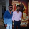 Ajay Devgn and Prabhu Deva pose for the media at the Song Launch of Action Jackson