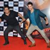 Varun Dhawan and Ahmed Khan strike a pose at the Music Launch of Badlapur