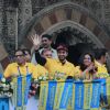 Ayushmann Khurrana was snapped waving to the fans at Standard Chartered Mumbai Marathon 2015