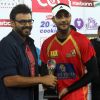 Daggubati Venkatesh gives an award at CCL Match Between Mumbai Heroes and Telugu Warriors