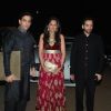 Khus Sinha poses with wife Taruna and brother Luv Sinha at Hinduja Bash