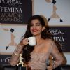 Sonam Kapoor enjoys a cup of coffee at the Loreal Paris Femina Women Awards 2015