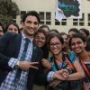 Sushant Singh Rajput poses with fans at the Fashion Show Inspired by Detective Byomkesh Bakshy!