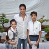 DJ Aqeel poses with kids at the Inauguration of Exotic Bonsai Exhibition