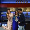 Jacqueline Fernandes, Farah Khan and Kapil Sharma pose for the media at Farah Ki Daawat
