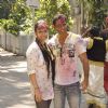 Anup Soni and Juhi Babbar pose for the media at Shabana Azmi's Holi Bash