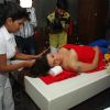 Rakhi Sawant was snapped enjoyin a treatment at Charisma Spa