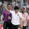 Shah Rukh Khan takes his son AbRam for a walk on Ground at the 1st Match of IPL Season 8